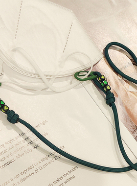 新款桃心口罩挂绳 口罩链 黑色爱心挂脖式口罩防丢绳 帽绳