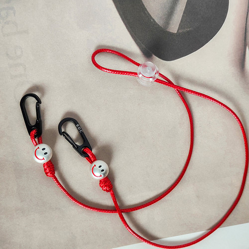 原创红色笑脸口罩挂绳口罩防丢绳