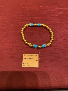 澳门老铺黄金代购新款绿松石福珠手串点钻足金苹果手串 手链