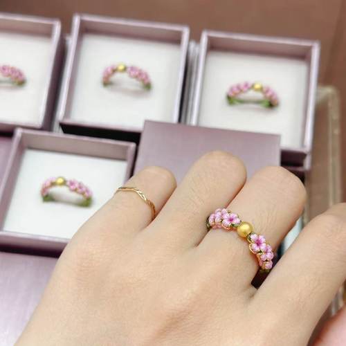 新款黄金古法小金珠戒指