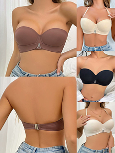 欧版新款性感纯欲半杯挂脖内搭火辣钻饰美背带钢圈光面文胸内衣