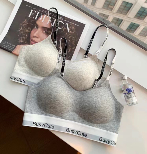 防下垂收副乳性感内搭文胸内衣背心 时尚 美式 运动休闲字母肩带个性