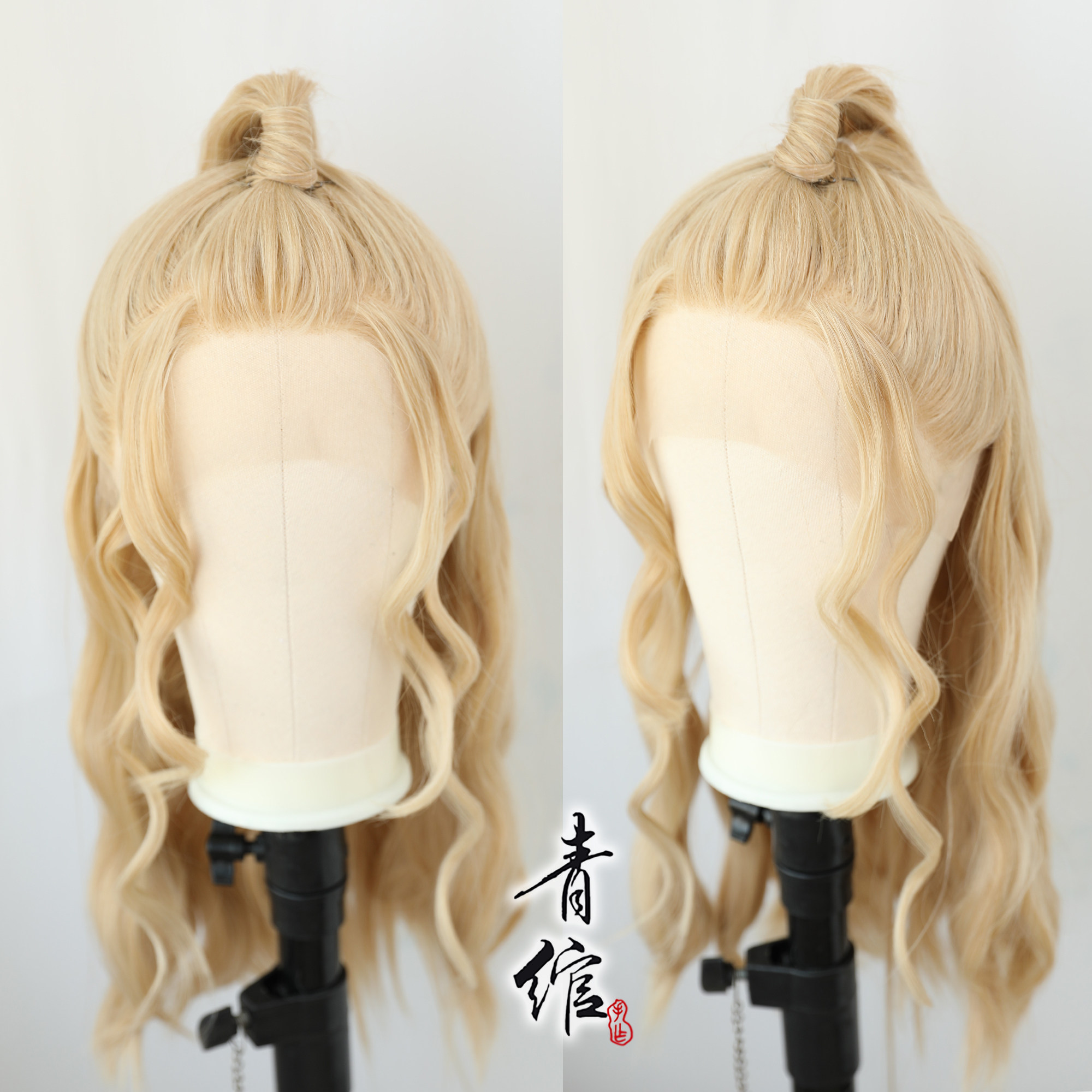 188手勾前蕾丝汉服手钩假毛男团 温小辉cos假发 洛 定制