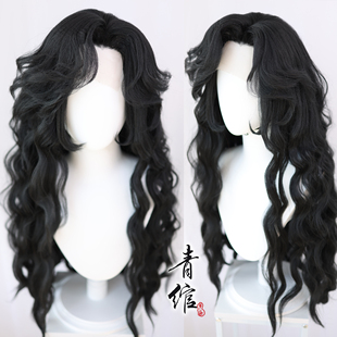 青绾 仿手勾黑色羊毛卷美人尖COS假发套 猫眼三姐妹 来生泪
