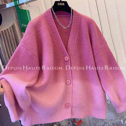 2-300斤特大码针织开衫单排扣V领