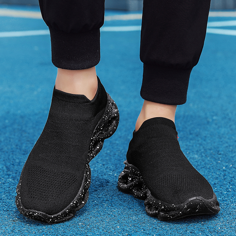 袜子鞋男2025春季新款飞织透气运动休闲鞋时尚百搭一脚蹬懒人鞋