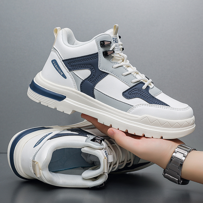 男鞋特大码45新款潮流男士皮面休闲板鞋46增高47运动工装劳保潮鞋