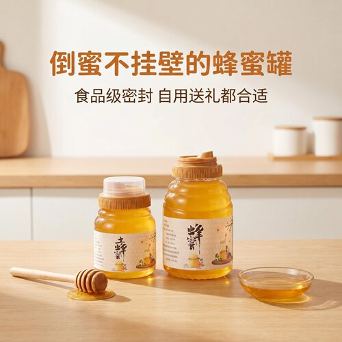 回流口瓶子倒蜜不挂壁蜂蜜瓶