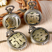 赵钱孙李周吴郑王民族百家姓怀表翻盖镂空复古表江湖姓氏项链挂表