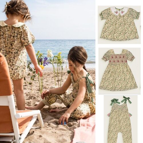 【Joanna麻麻】Bachaa女童春夏复古碎花刺绣打揽连体裤宝宝连衣裙