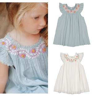 【Joanna麻麻】Louise Misha春夏女童刺绣花飞袖儿童连衣裙