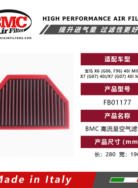 BMC高流量空滤风格FB01177适用于宝马X5 X6 (G06, F96)/X7 (G07)