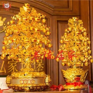 摇钱树明灯金元宝摆件元宝树带灯光可旋转聚宝盆装饰品开业招财树