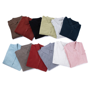 LEMAER乐玛尔 欧单100%WOOL POLO翻领自然卷边老钱风羊毛针织上衣