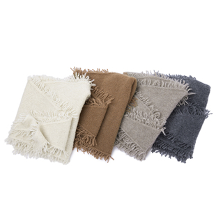 LEMAER乐玛尔 意大利客户CASHMERE圈圈纱针织8支羊绒三角巾毛穗边