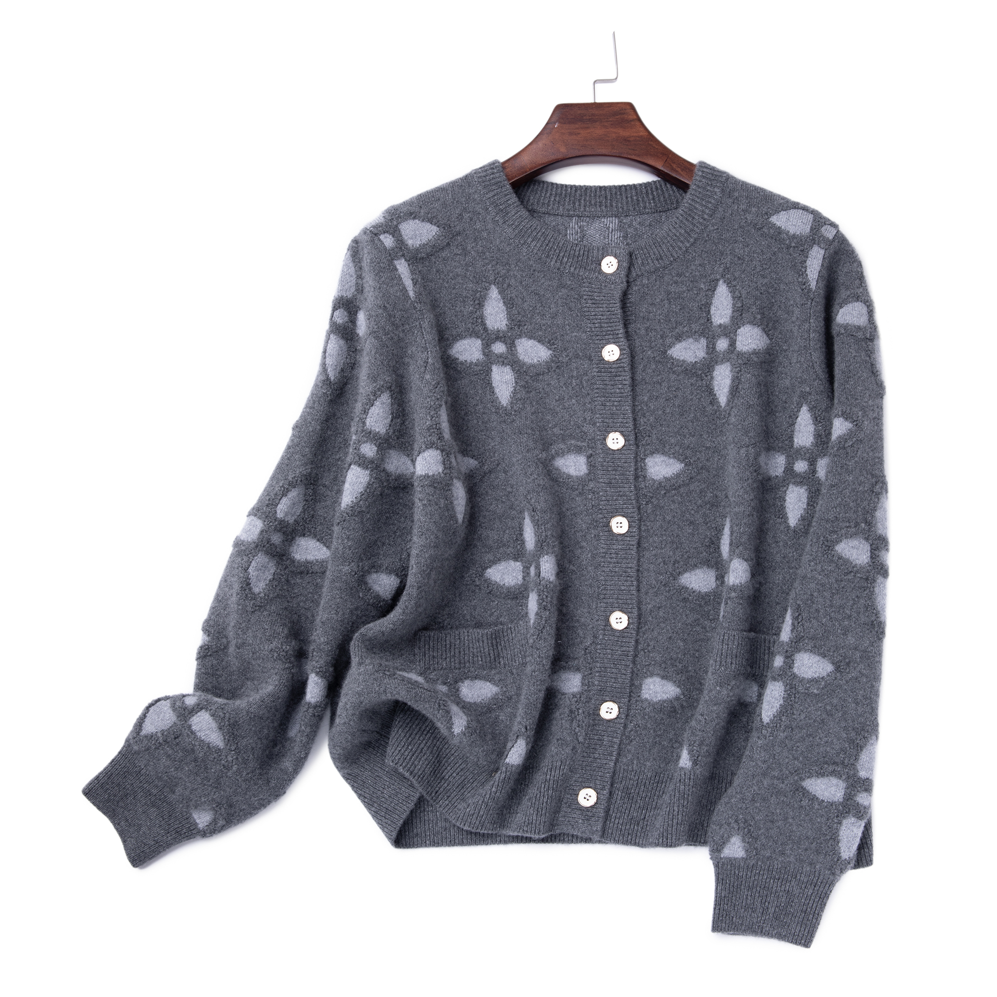 LEMAER乐玛尔 法单100%CASHMERE「触」重工提花加厚保暖羊绒衫