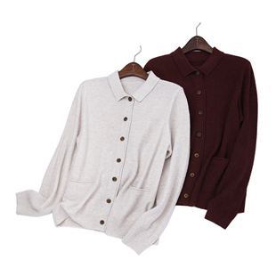 LEMAER乐玛尔 外搭 法国客户100%CASHMERE小POLO领26支羊绒小开衫