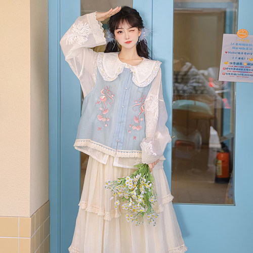 凤台曲原创刺绣比甲半身裙汉服