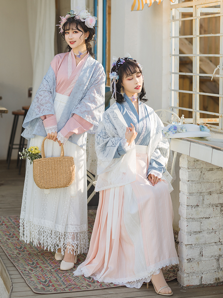 日常汉服奶油泡芙飞机袖对襟短衫