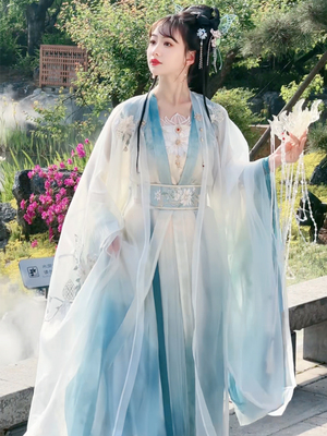 凤台曲原创汉服十二花神系（竹影棠香）清冷双层大袖衫齐腰套装