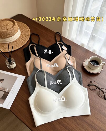 worldveve3023秋冬桑蚕丝无痕隐形美背抹胸内衣女聚拢固定杯文胸
