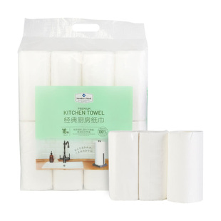 山姆经典厨房纸巾2层80节*16卷一次性抹布吸油吸水厚实湿水不易破