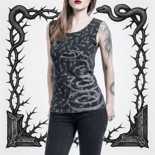 德单重金属乐队metallica闪电蛇撕扯露背修身摇滚朋克背心