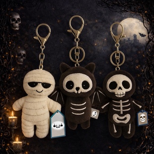 JC的原單小毛绒玩偶哥特暗黑亚文化蝙蝠木乃伊骷髅包挂件钥匙扣包