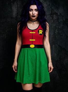 外贸原单漫威超级战队罗宾侠紧身连体衣舞台表演服裙cos动漫