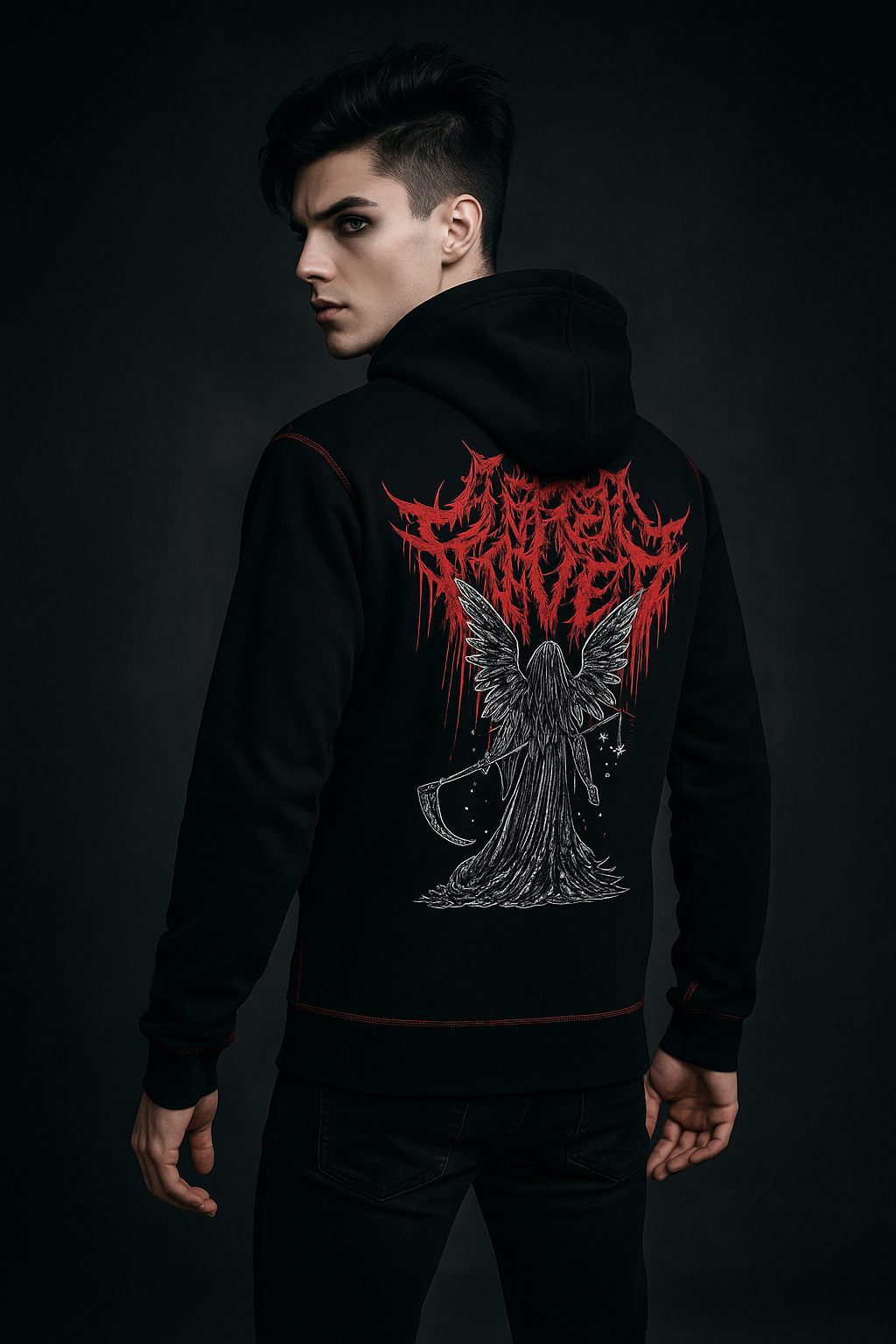 S1eep T0ken哥特暗黑摇滚朋克重金属街头抓绒连帽开衫拉链卫衣