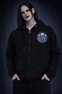 反季美单66号公路朋克摇滚重金属骷髅铁十字机车厚绒卫衣帽衫