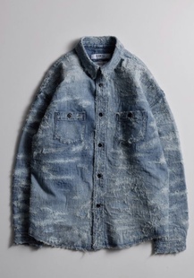 古布水洗破坏牛仔衬衫 WASH 20YR SHIRT 4号 尺码 DENIM FDMTL