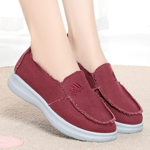 老北京布鞋软底女鞋厚底一脚蹬防滑工作帆布鞋舒适宽松妈妈休闲鞋