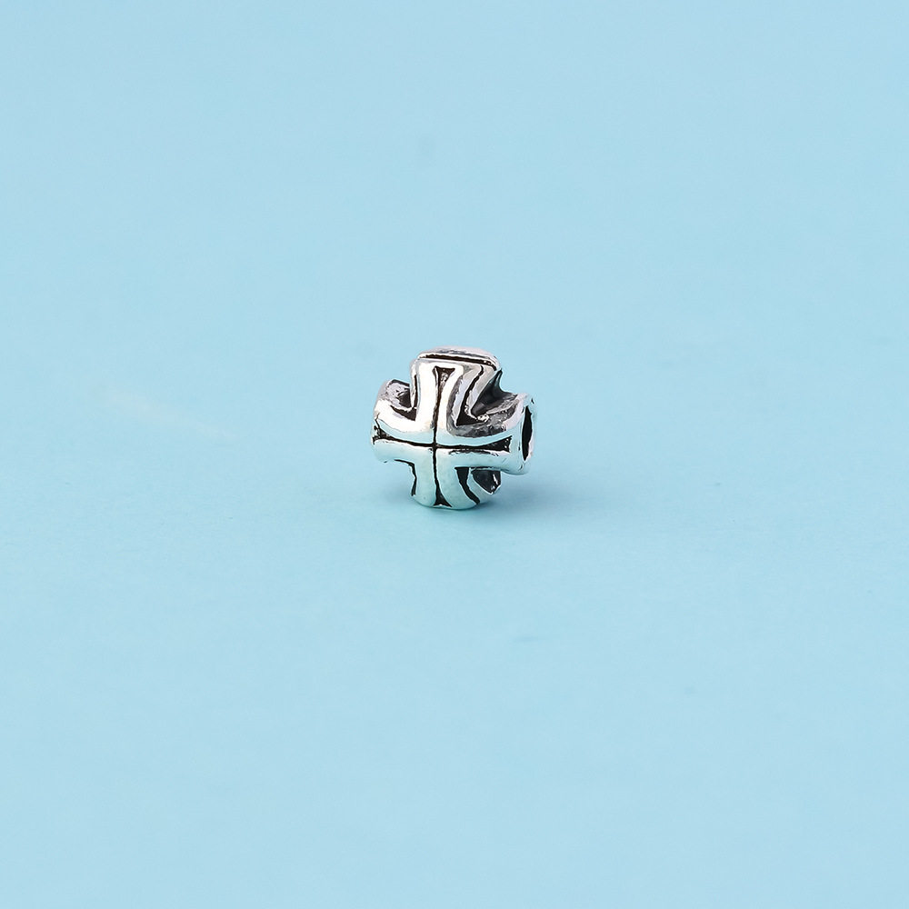 s925纯银泰银十字架双面隔珠饰品配件 手工DIY编织手链散珠材料