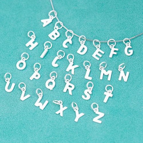 s925纯银26个英文字母吊坠饰品配件 手工diy串珠手链项链配饰材料