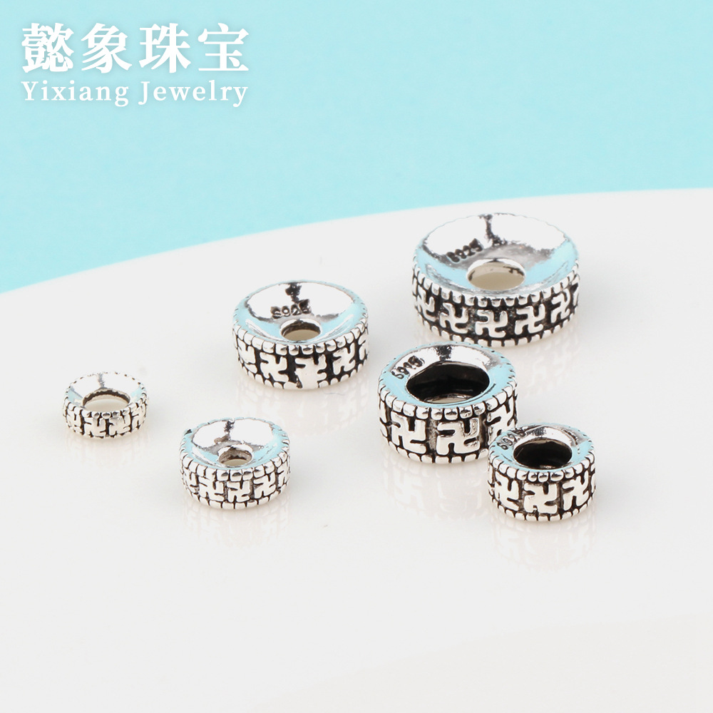 泰银复古万字隔珠S925纯银
