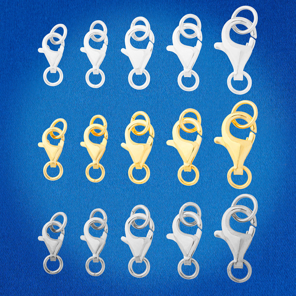 s925纯银珍珠项链连接扣头龙虾扣弹簧锁扣手串扣子水滴扣diy配件