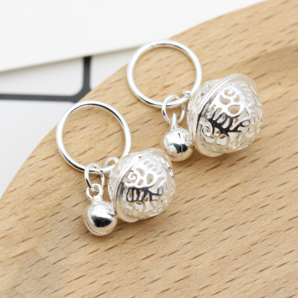 s925纯银花千骨宫铃挂件素银吊坠镂空铃铛吊坠手工diy手链绳银饰