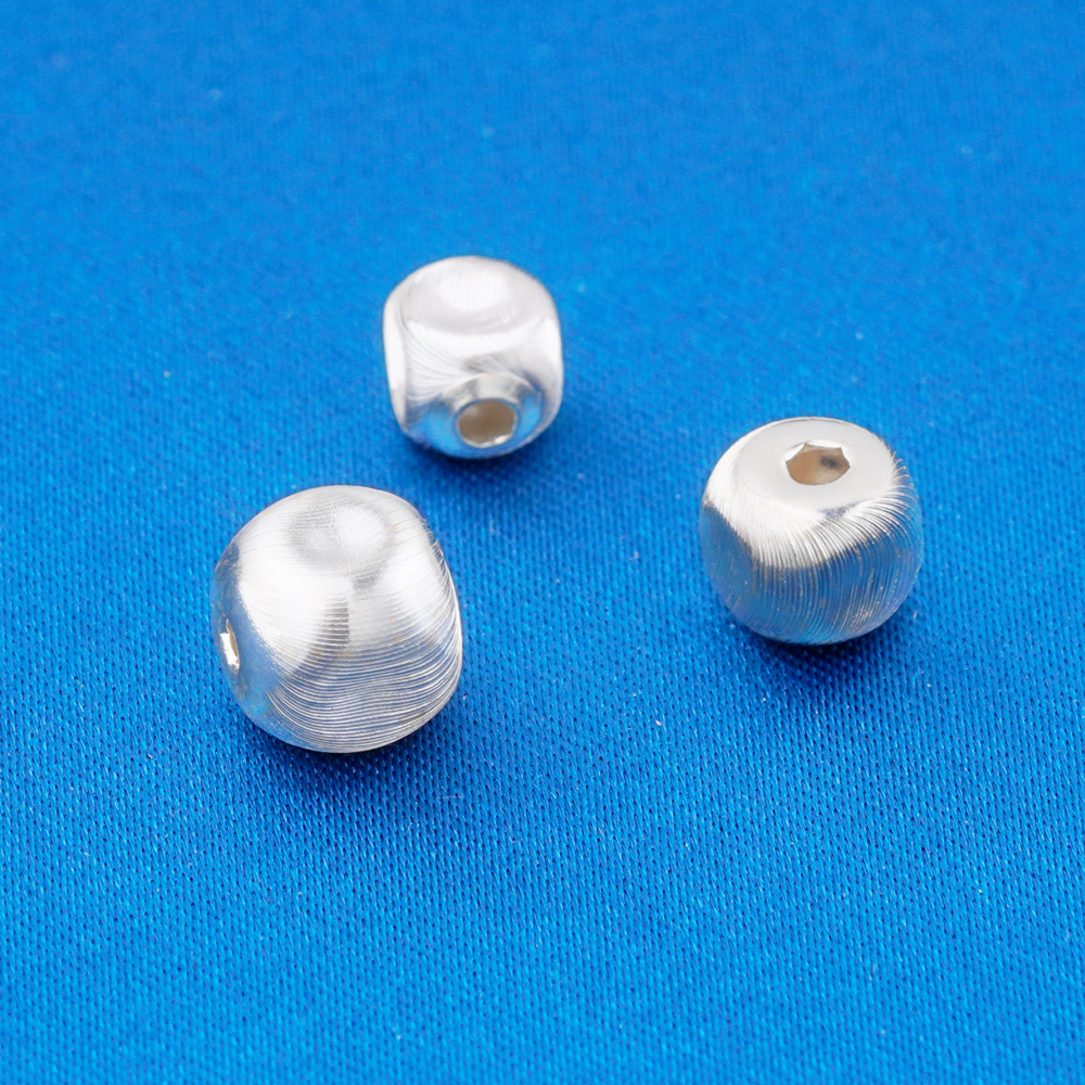 S925纯银素银方形猫眼隔珠配件 DIY串珠编绳手链项链吊坠饰品材料