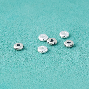 S925纯银实心小圆片隔片新中式手绳配件DIY串珠手链手串垫片隔珠