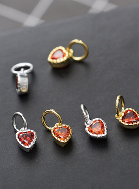 diy纯银镀金日系小爱心戒指锆石