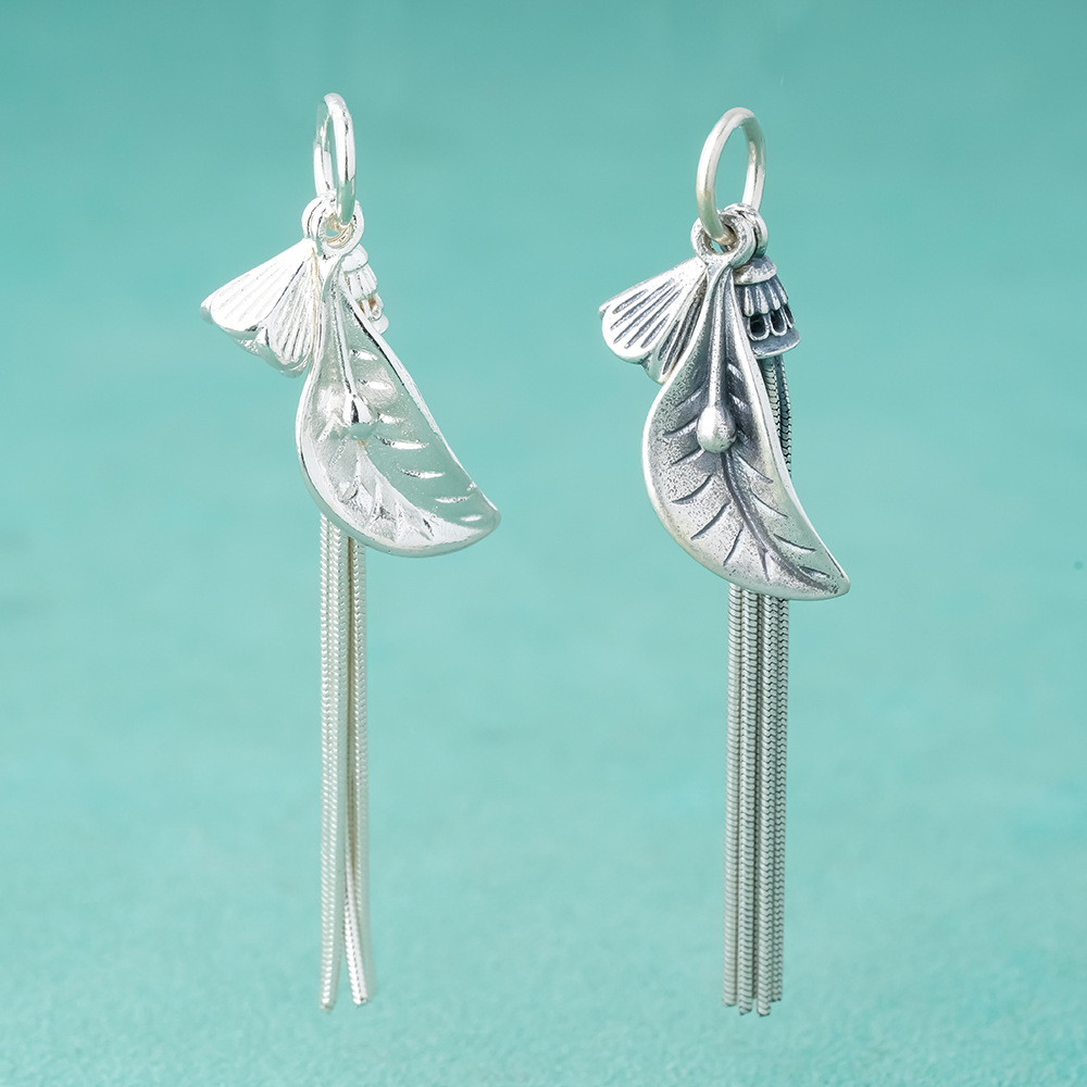 新款S925纯银个性复古吊坠滴溜手链项链配饰diy材料流苏吊坠配件