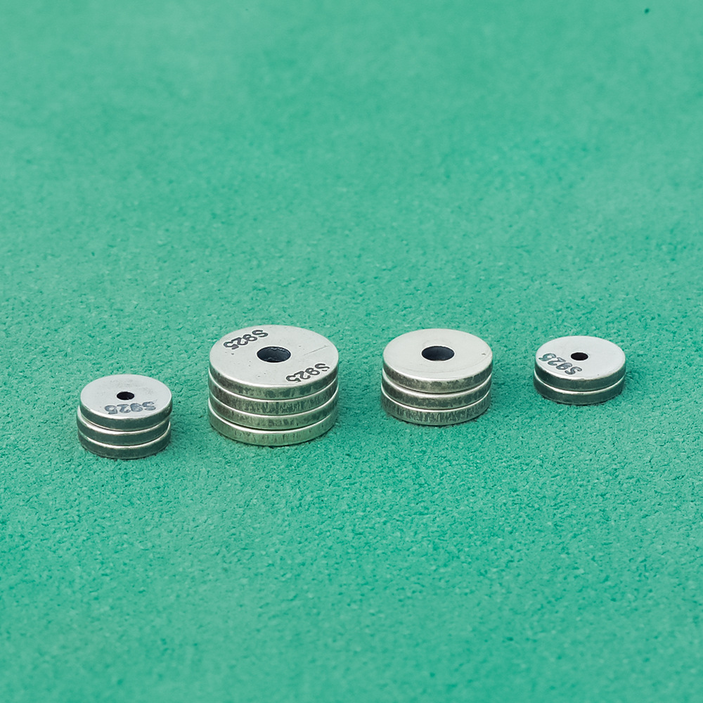 新款S925纯银直切隔片垫片做旧隔珠银片文玩手串配饰串珠手工配件