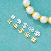 s925纯银3mm4mm5mm6mm素银金色花托垫片隔片diy手链银饰配件