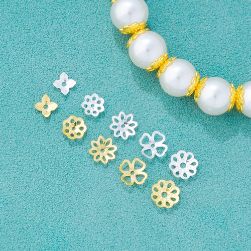 s925纯银3mm4mm5mm6mm素银金色花托垫片隔片diy手链银饰配件