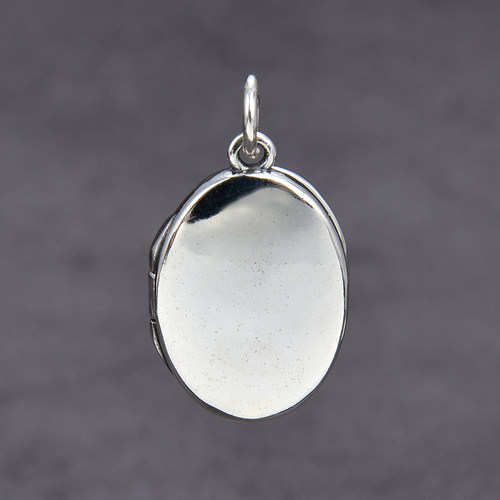 s925纯银复古光面椭圆吊坠相片夹