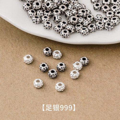 足银999肌理感陨石纹迷你3mm隔珠散珠碎银子配件diy串珠编绳材料