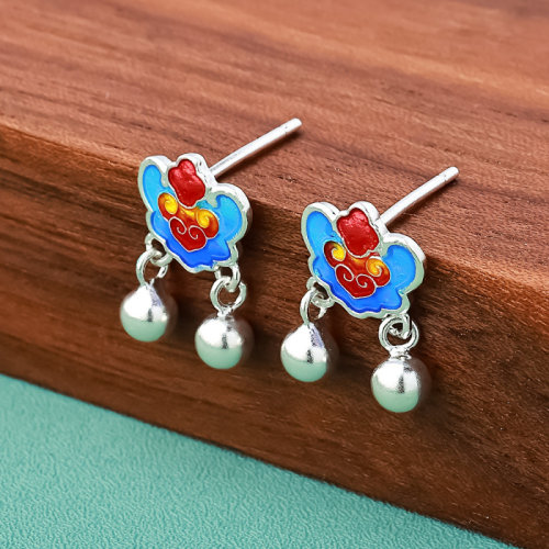 新款s999纯银新中式烧蓝滴油如意