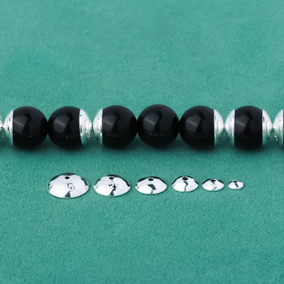 S925纯银简约光面碗托花托素面弧形银珠托DIY手串水晶珍珠百搭