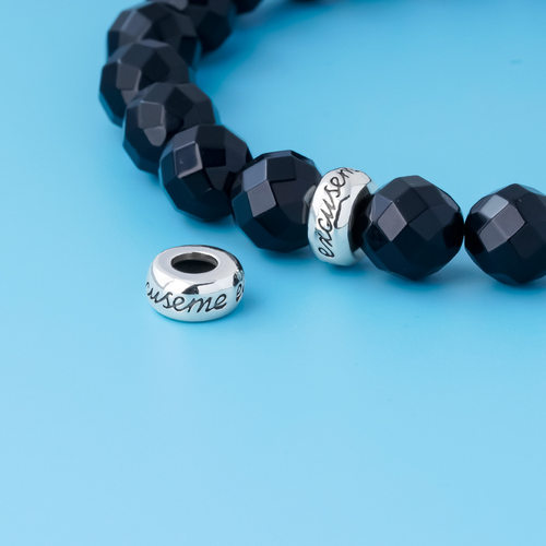 s925纯银配件泰银英文字母车轮珠隔珠散珠DIY编绳手链项链串珠